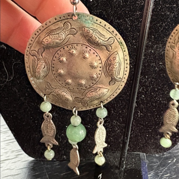 Large Bohemian Fish Dangle Earrings - Picture 3 of 4